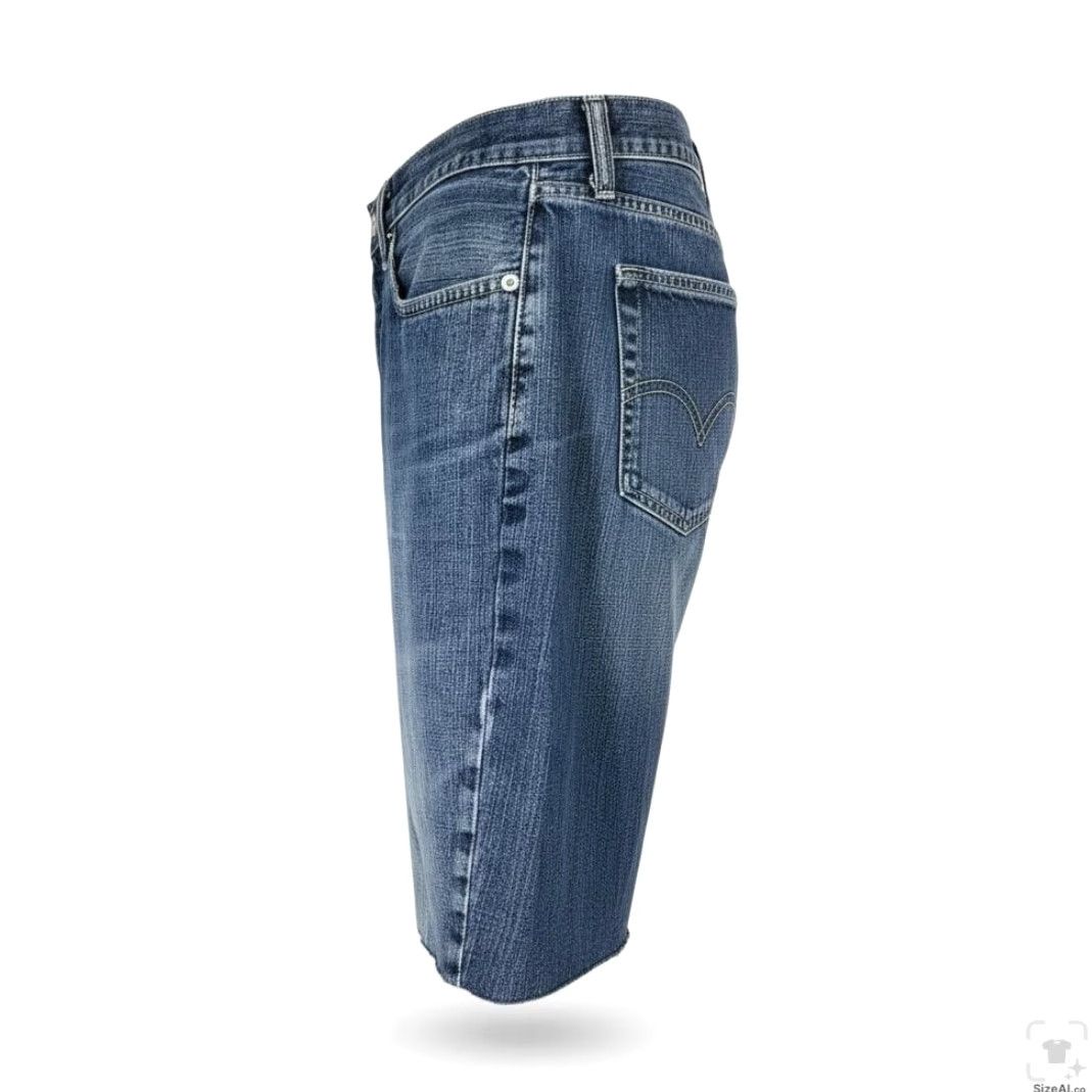 Levi's Levi's 514 Shorts Mens 36 Blue Bermuda Denim 5-Pocket Zip Fly Button Closure Distressed Raw Hem Summer Casual Mens Size US 36 / EU 52 - 4 Thumbnail