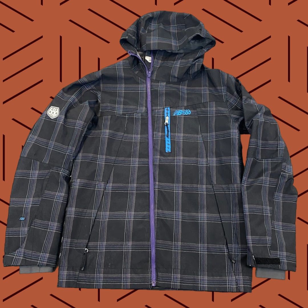 New Balance NEW BALANCE 686 Jacket Mens S Gray Plaid Hooded Zip Coat Outdoor Skiing Jacket Size US S / EU 44-46 / 1 - 1 Thumbnail