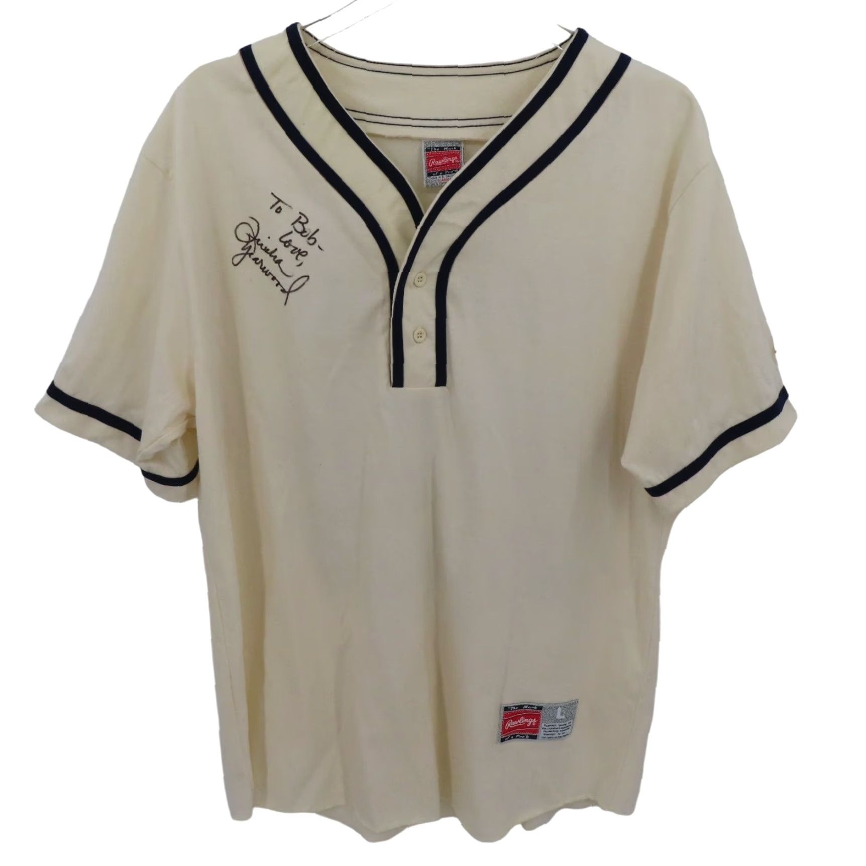 Vintage VTG Rawlings Trisha Yearwood Signed Baseball Jersey Tour Shirt Adult L Beige Short Sleeve Button-Up Mens 1990s Size US L / EU 52-54 / 3 - 2 Thumbnail