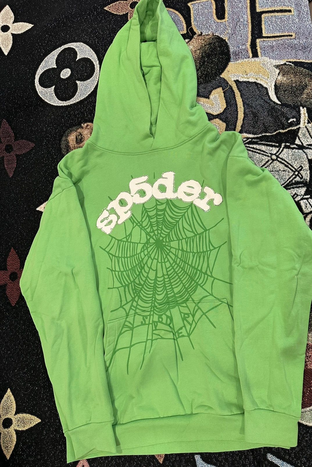 Sp5der Sp5der Slime Green Web Rhinestone Hoodie Size US XL / EU 56 / 4 - 2 Thumbnail