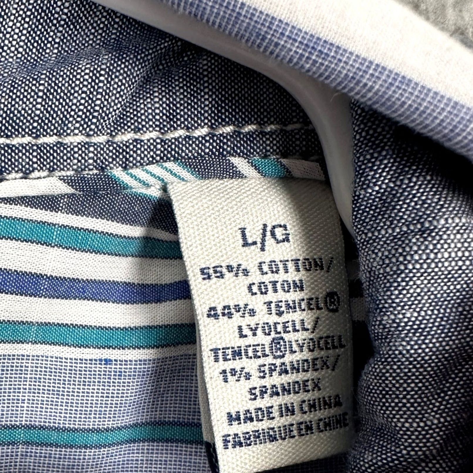 Tommy Bahama VINTAGE can be ignored for accuracy; Tommy Bahama JEANS Striped Shirt Button-Down Long Sleeve Mens Large Blue Cambridge Pocket Stretch EUC Size US L / EU 52-54 / 3 - 5 Thumbnail