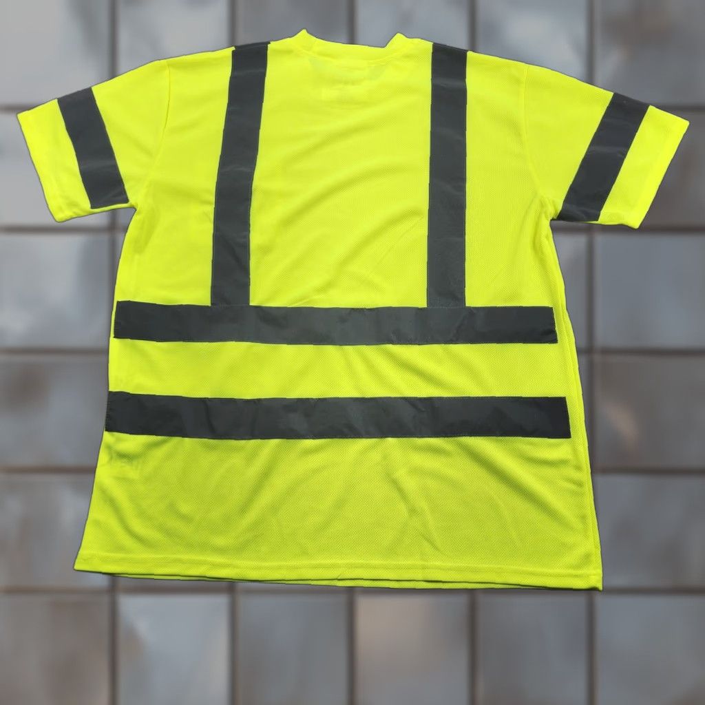 Vintage Majestic M-SAFE Hi Vis Safety Shirt Mens Large 3M Reflective Class 3 75-5305 Yellow Polyester Net? Size US L / EU 52-54 / 3 - 1 Thumbnail
