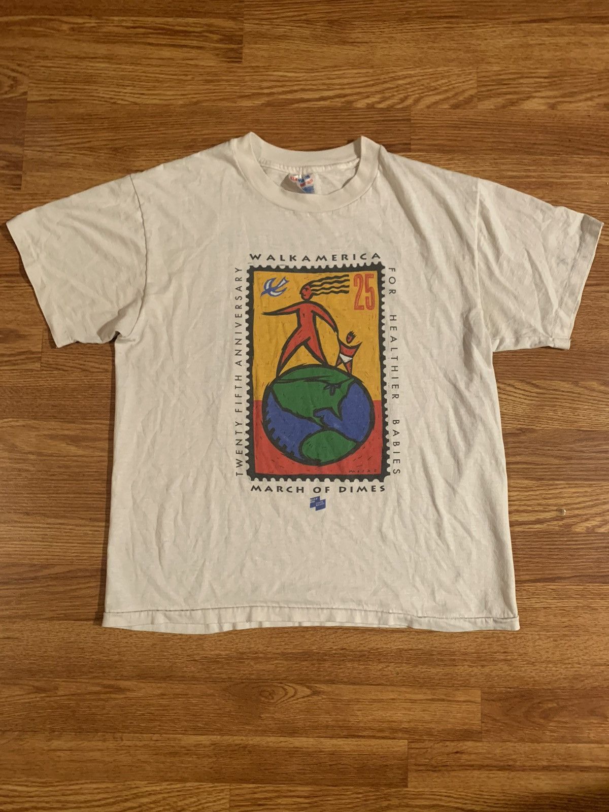 image of Archival Clothing Vintage 1993 Single Stitch March Of Dimes T-Shirt in White, Men's (Size Medium)