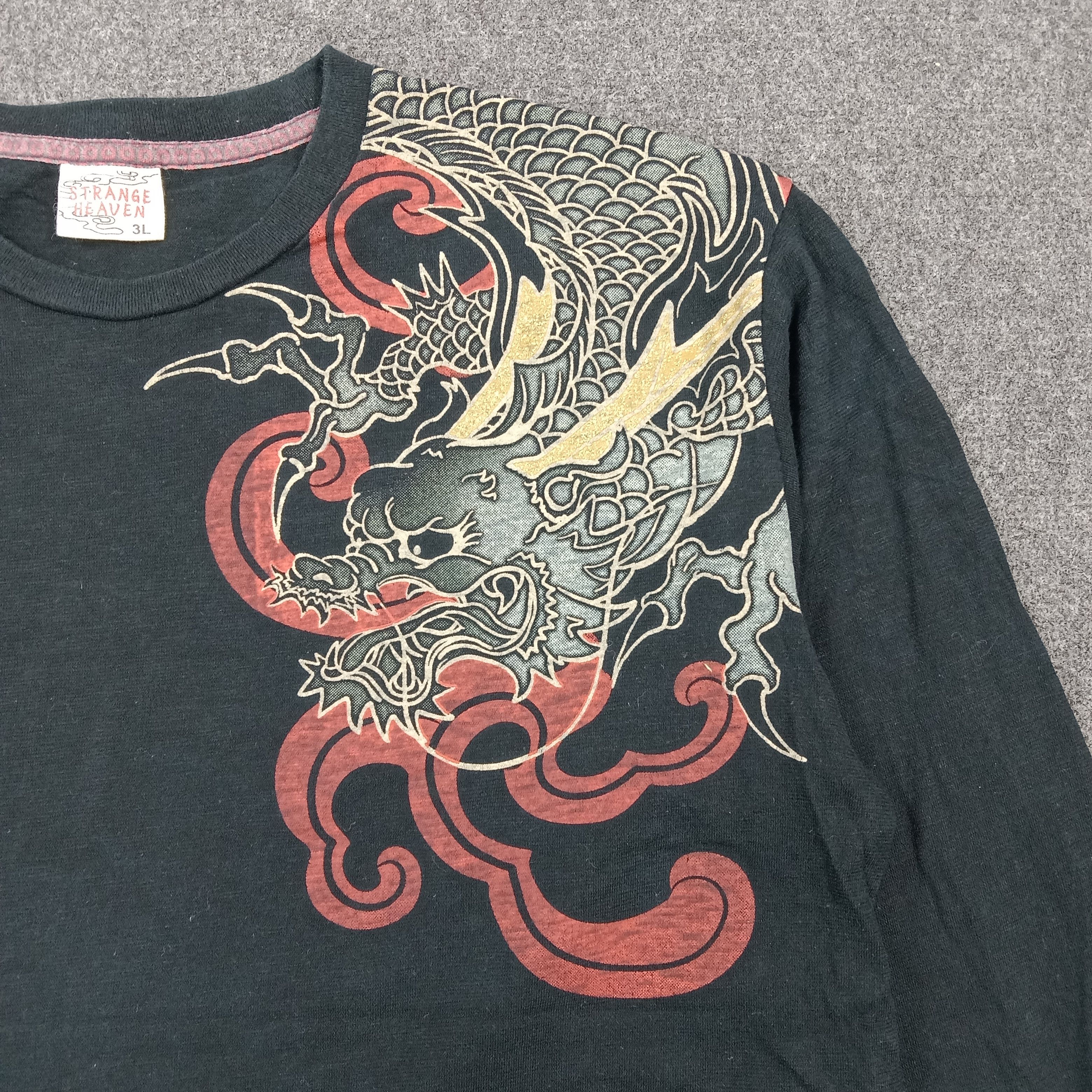 Japanese Brand Strange Heaven Dragon Tattoo Sukajan Style Tshirt C276N14 Size US L / EU 52-54 / 3 - 5 Thumbnail