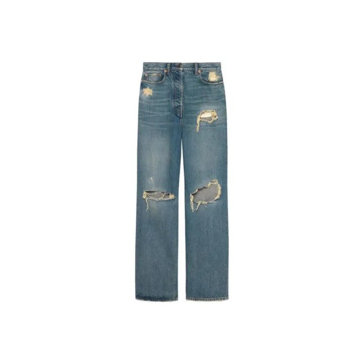 Gucci Gucci Distressed Blue High-Waisted Jeans Size 25" / US 0 / IT 36 - 1 Thumbnail
