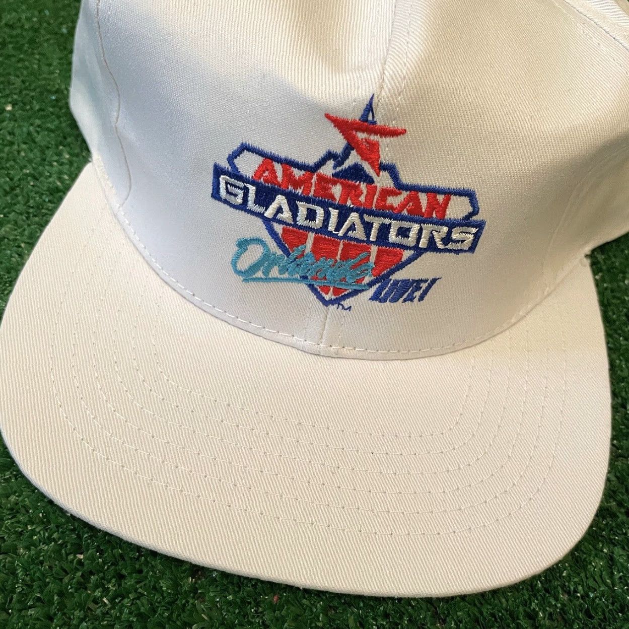 Vintage VINTAGE American Gladiators Snapback Hat Mens 90s White Adjustable Orlando Live TV Promo 1990s Rare Vintage Hat Men Size ONE SIZE - 2 Thumbnail