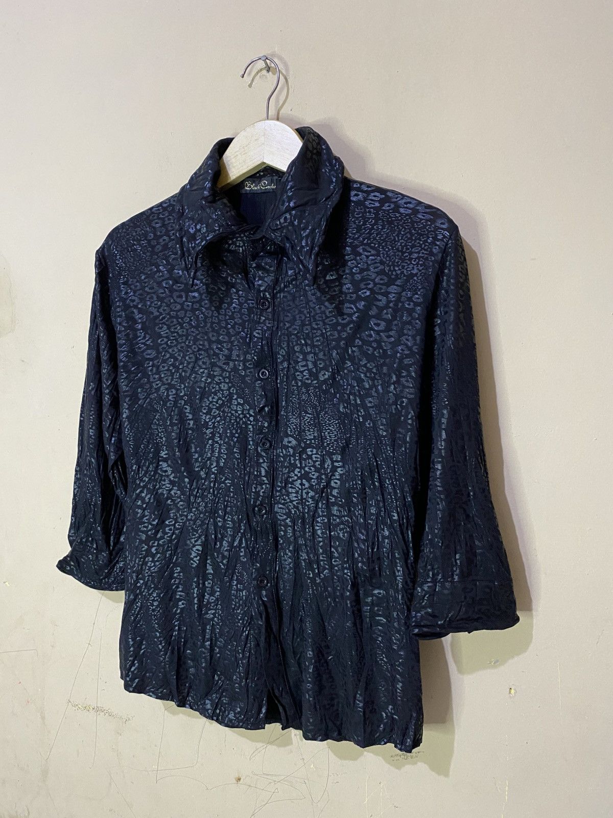 If Six Was Nine Rare 2000s Black Crobon Snakeskin Silk Button Shirt Size L / US 10 / IT 46 - 2 Thumbnail