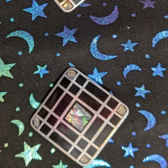 Other Vintage Black Square Mod Earrings With Mother Of Pearl Accen Size ONE SIZE - 2 Thumbnail