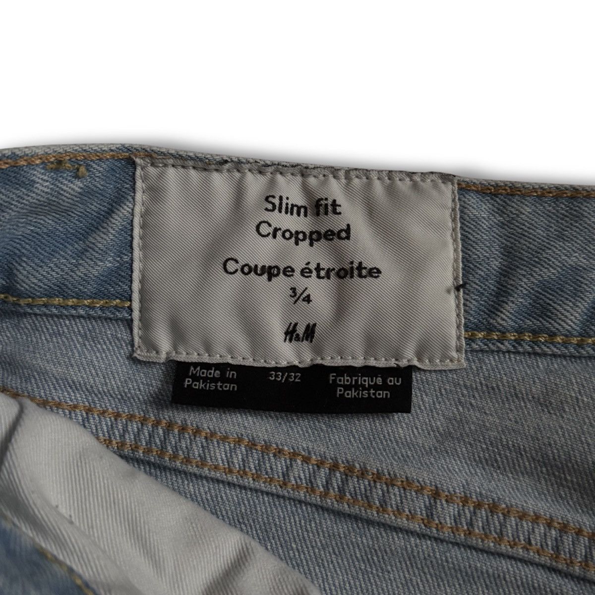 H&M Slim Fit Cropped 33X32 H & M Mens Denim Light Wash Jeans Size US 33 - 3 Thumbnail