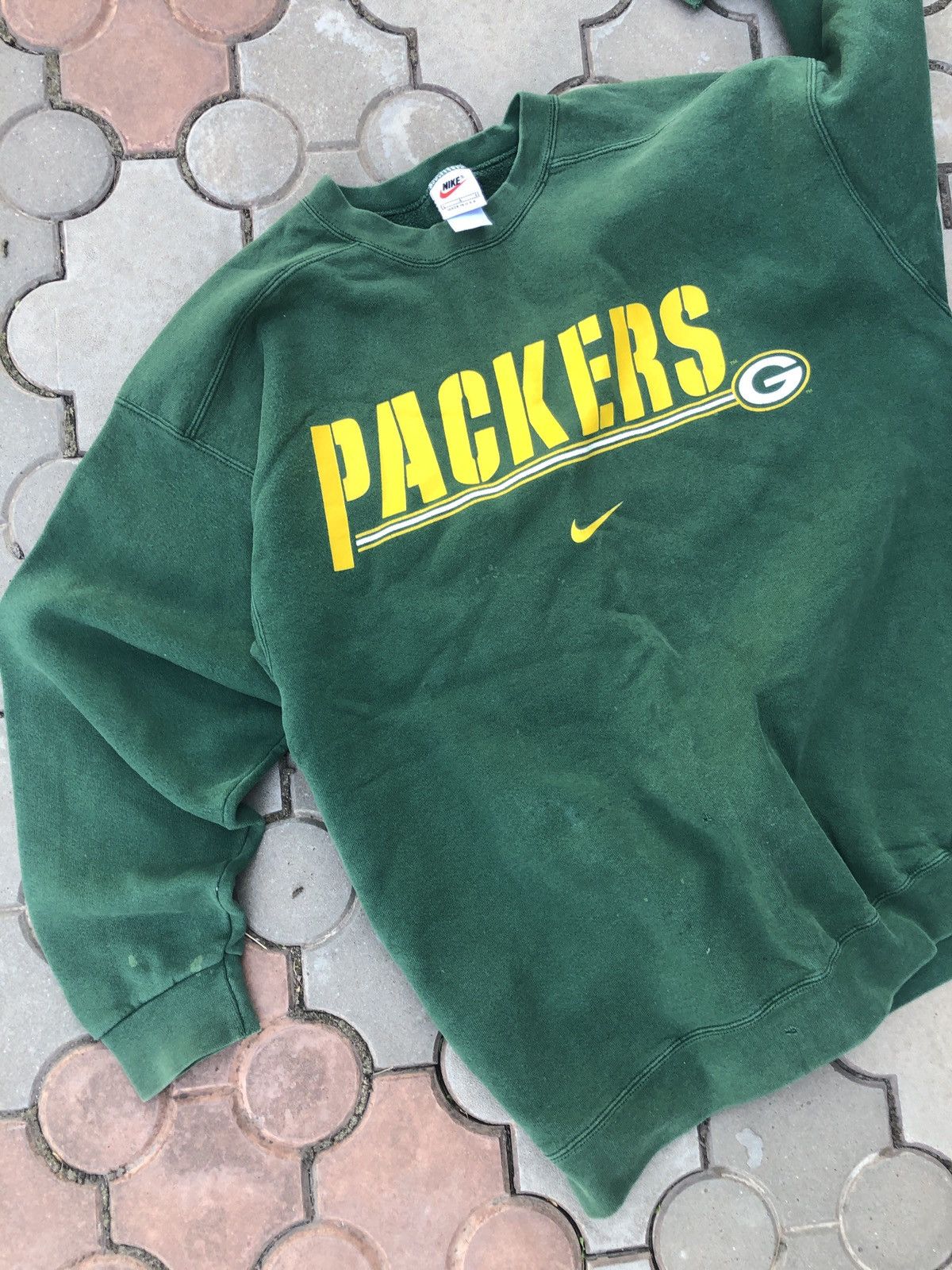 Nike × Vintage Vintage Y2K Nike Packers Center Swoosh Sweatshirt Size US L / EU 52-54 / 3 - 4 Thumbnail