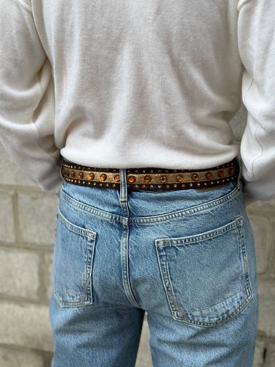 Western Rise VTG Unisex Leather Belt Cowboy Size One Y2K 00s Western Hype Size ONE SIZE - 4 Thumbnail