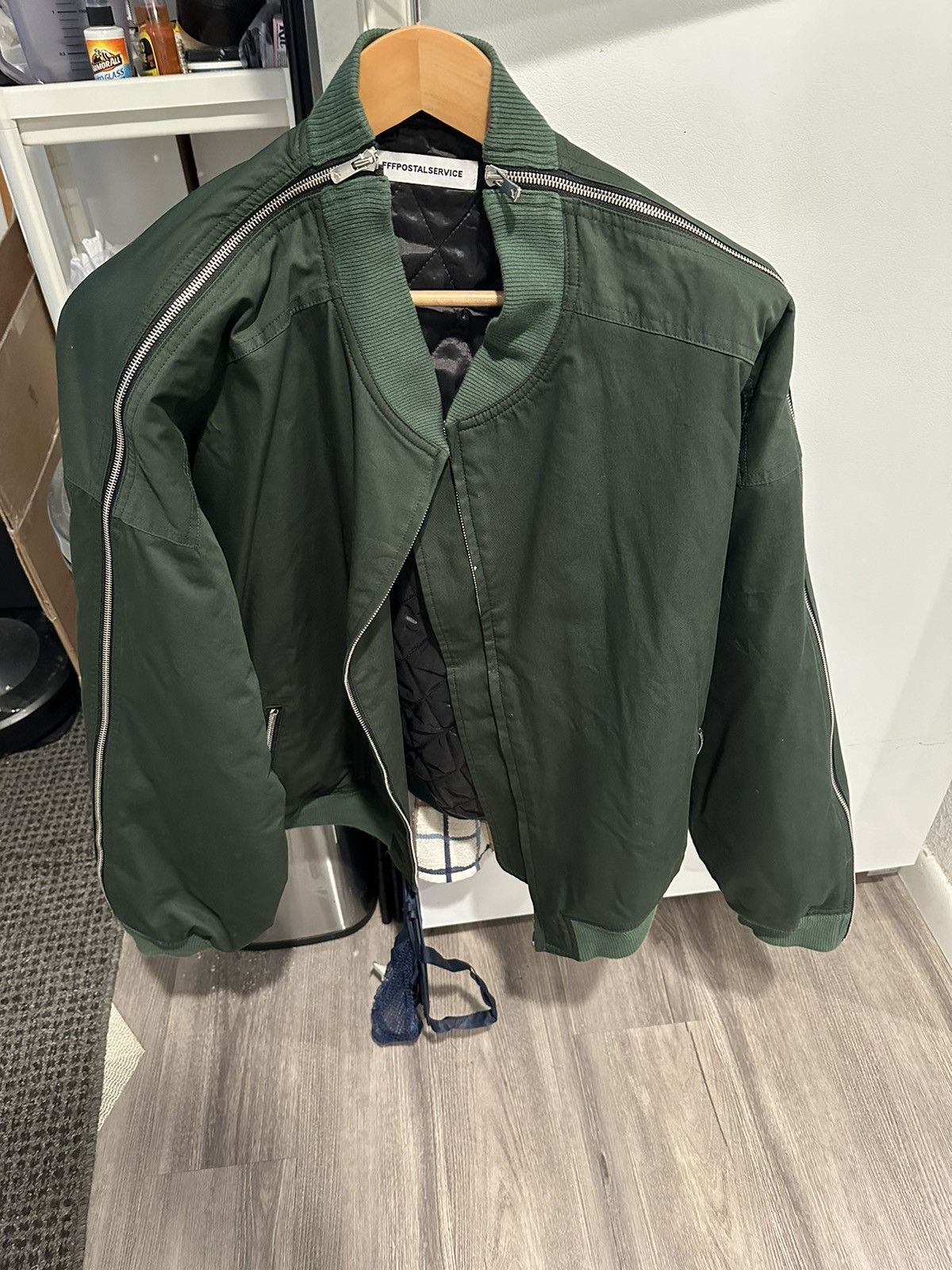 image of Fffpostalservice Cotton Side Zip Bomber Green Size 3, Men's