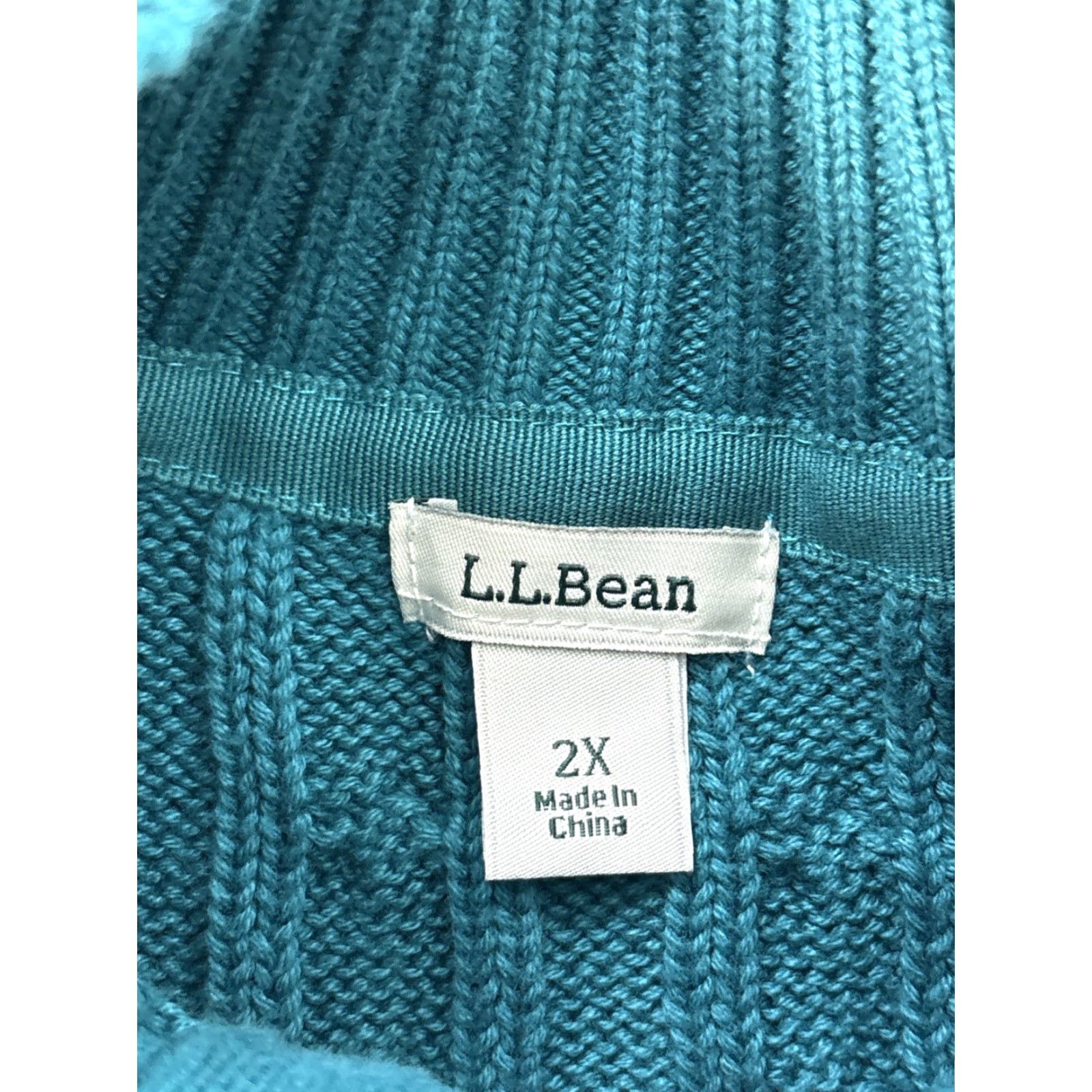 Vintage LL Bean Sweater Women’s 2X Full Zip Cable Knit Turquoise Fishermen Cottagecore Size XXL / US 16-18 / IT 52-54 - 4 Thumbnail