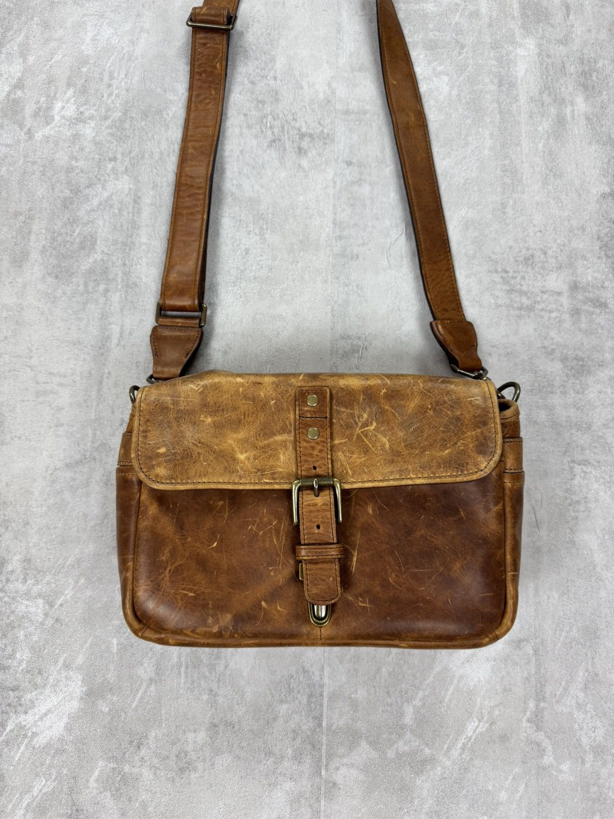 Ona The Bowery Camera Messenger Bag Antique Cognac Leather in Brown, Men's