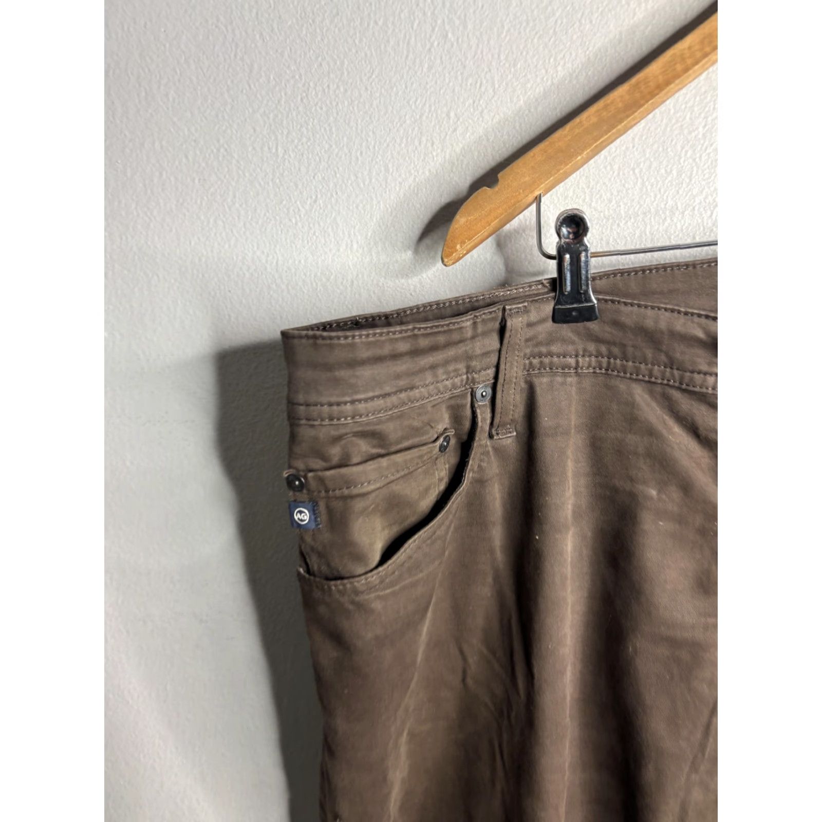 Denime AG Adriano Goldschmied Everett Jeans Mens 40x32 Brown Slim Straight Denim 지속? Size US 40 / EU 56 - 2 Thumbnail