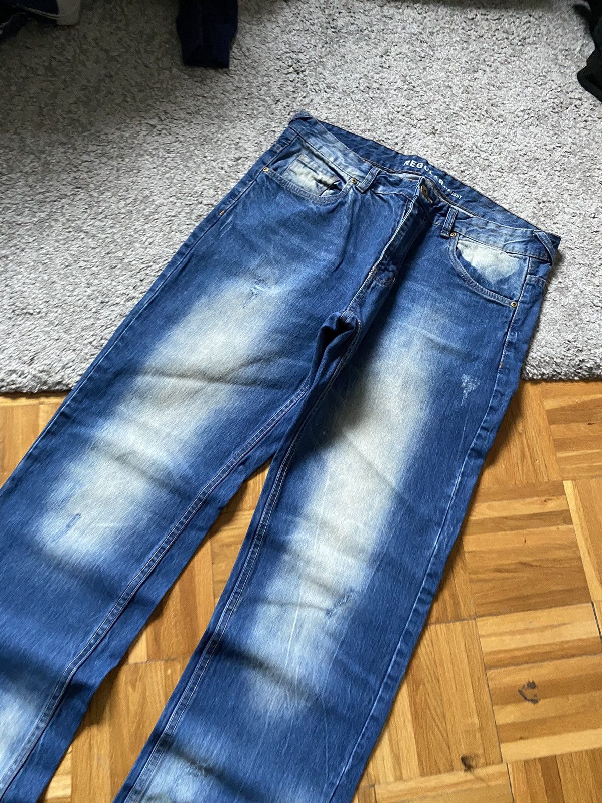 Japanese Brand Vintage Faded Jeans Flared Mud Washed Japanese Y2K Baggy Size US 34 / EU 50 - 3 Thumbnail