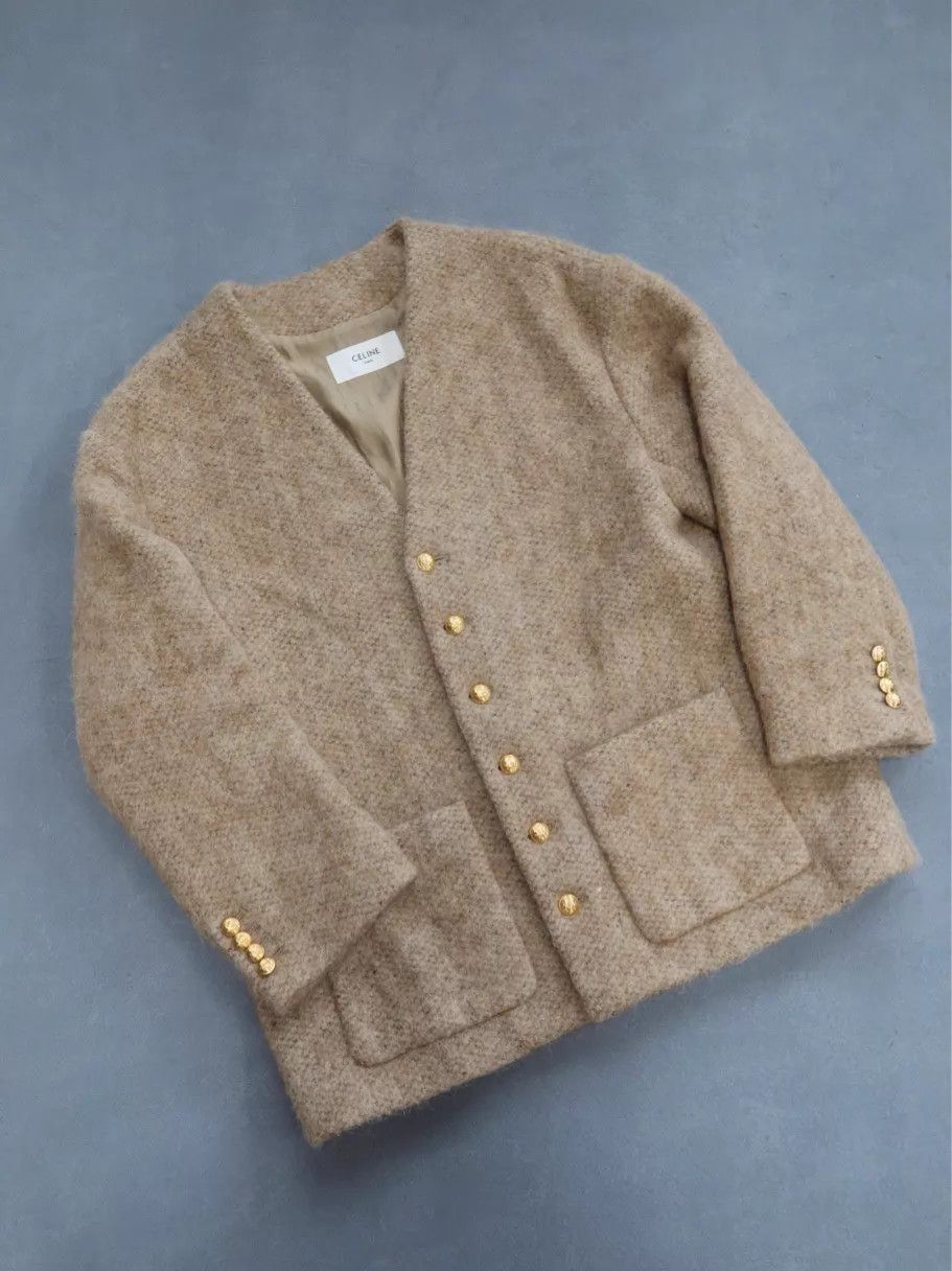 Celine CELINEWomen'sBeigeSolidButtonLongSleeveKnitSweater38 Size XS / US 0-2 / IT 36-38 - 1 Thumbnail