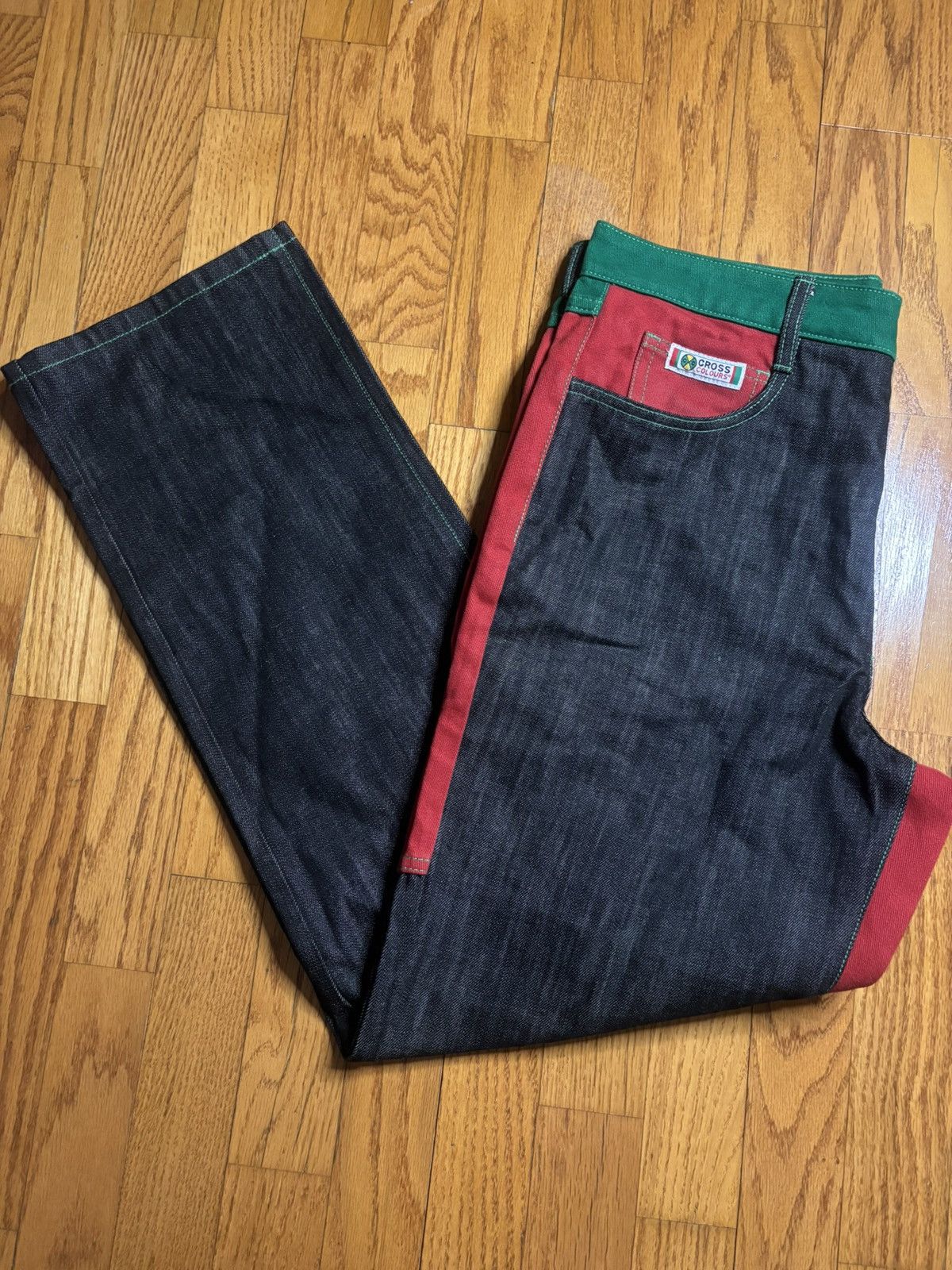 Cross Colours Cross Colours Colorblock Denim Pants Size US 32 / EU 48 - 1 Thumbnail