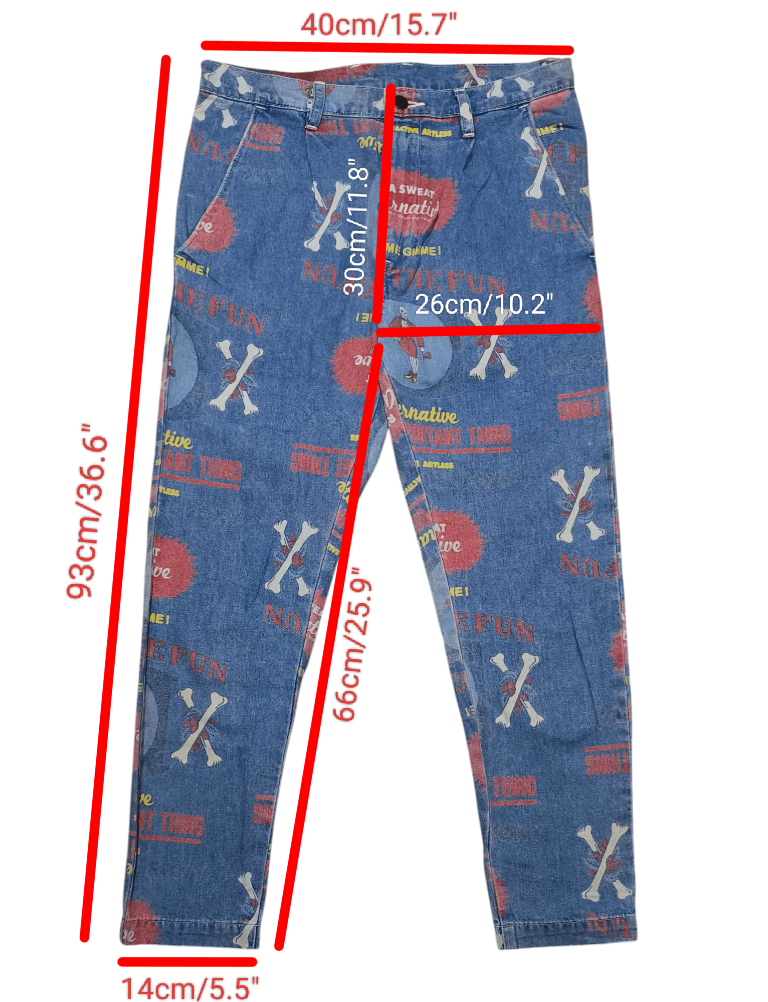 Japanese Brand Vintage Y2K RNA Inc. Printed Cross Bone Denim Jeans Pants Size US 31 - 3 Thumbnail