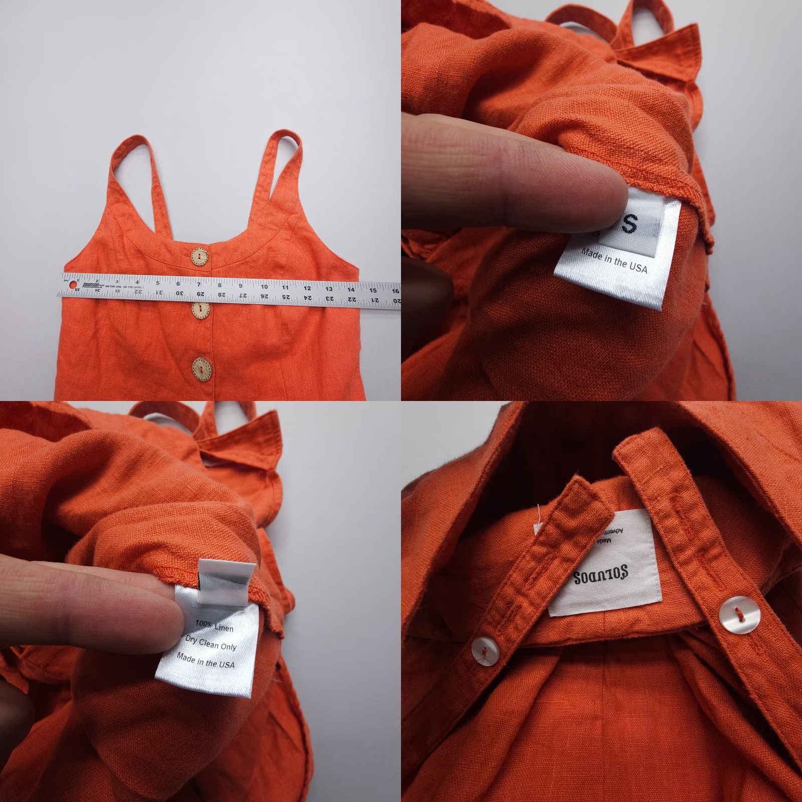Soludos Soludos Linen Sundress Sleeveless A-Line Dress Small Orange 100% Linen USA Made Vintage No Size 28" / US 6 / IT 42 - 8 Thumbnail