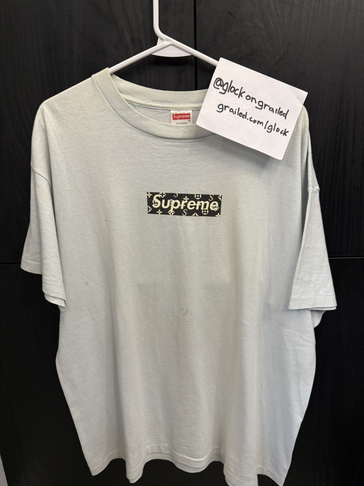 Supreme Supreme LV Monogram Box Logo Ice Blue Cease And Desist Tee Size US XL / EU 56 / 4 - 1 Thumbnail