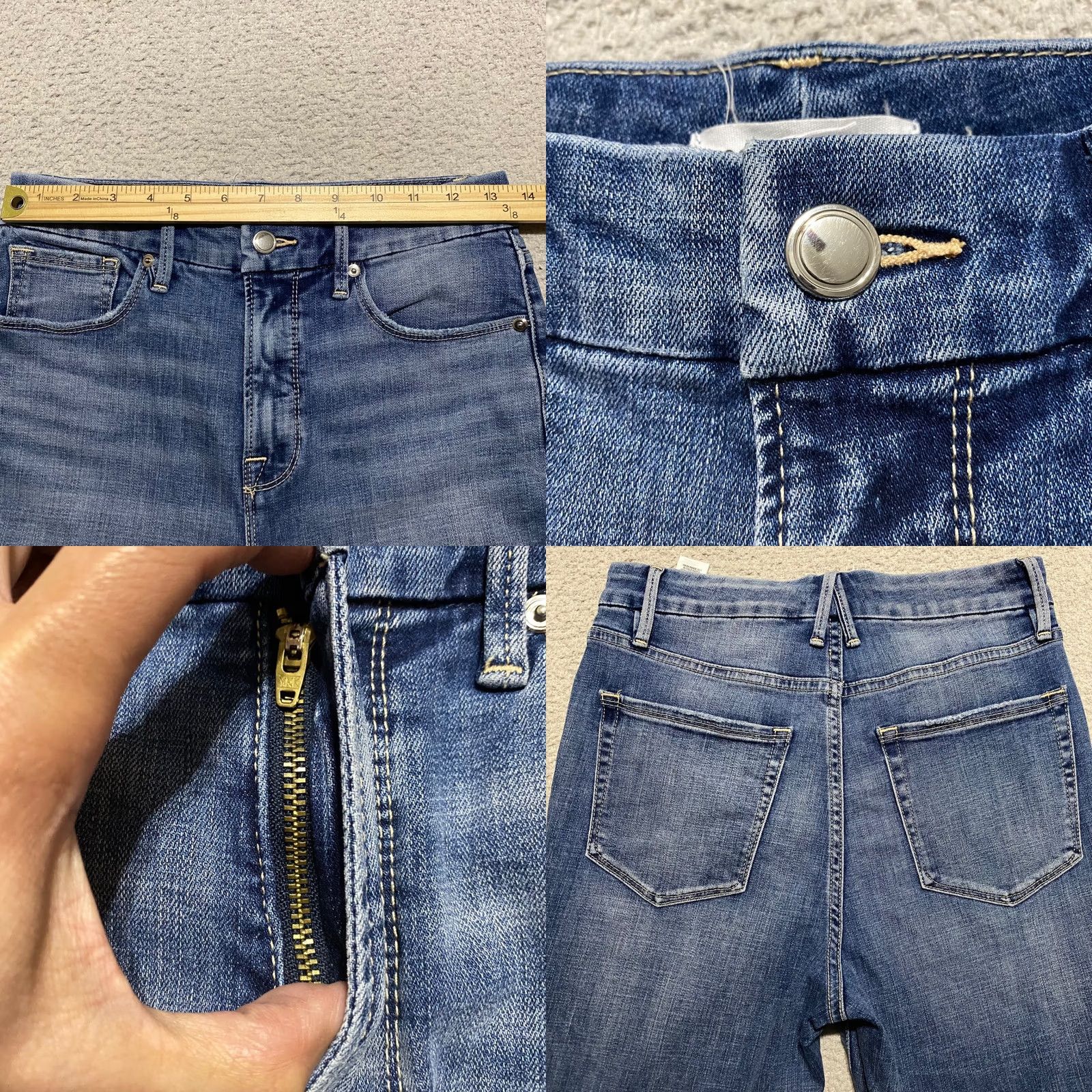 Good American Good American Jeans Womens 8 Blue Denim Skinny High Rise Distressed Medium Wash Size 30" / US 8 / IT 44 - 8 Thumbnail