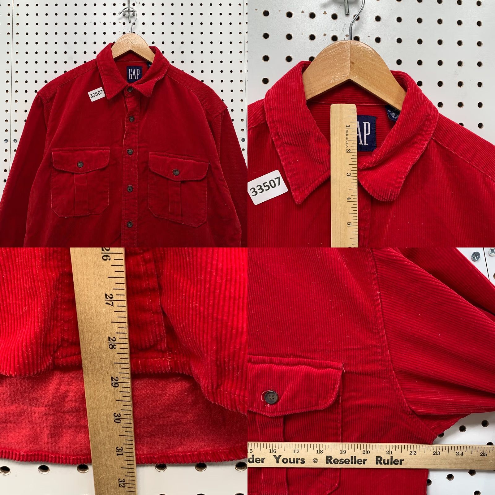 Gap VINTAGE Gap Corduroy Button-Up Shirt Mens M Red Pocket 90s Button-Up N/A Size US M / EU 48-50 / 2 - 9 Thumbnail