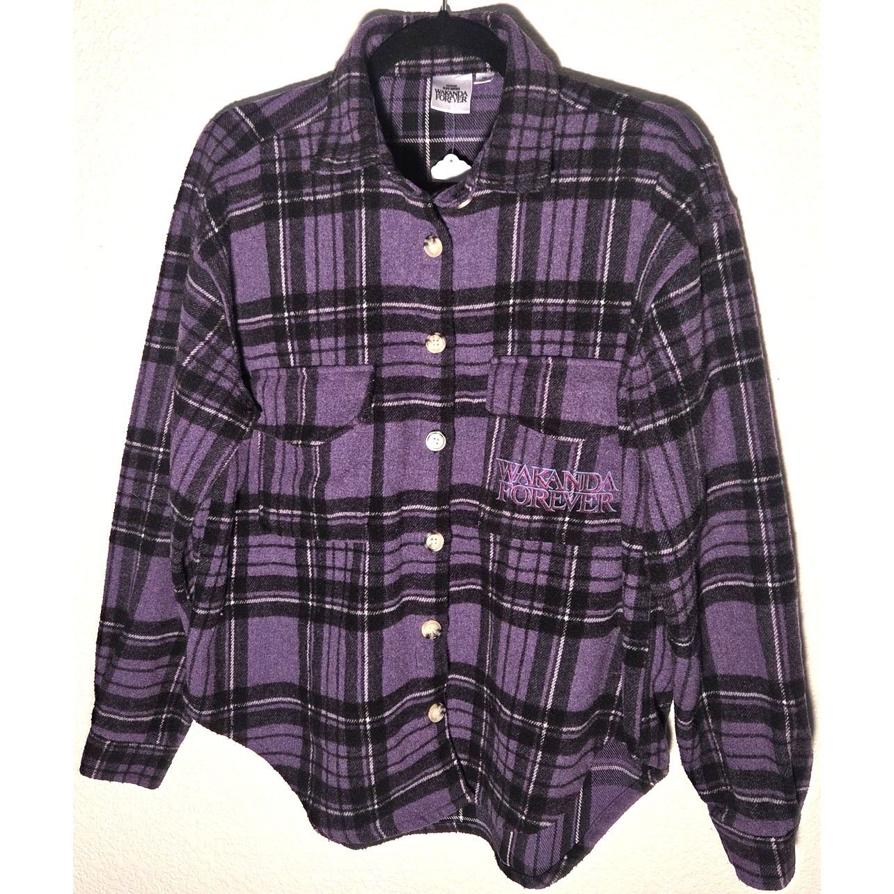 Marvel Comics Purple Plaid Black Panther Wakanda Forever Button Up Shirt Size M / US 6-8 / IT 42-44 - 3 Thumbnail