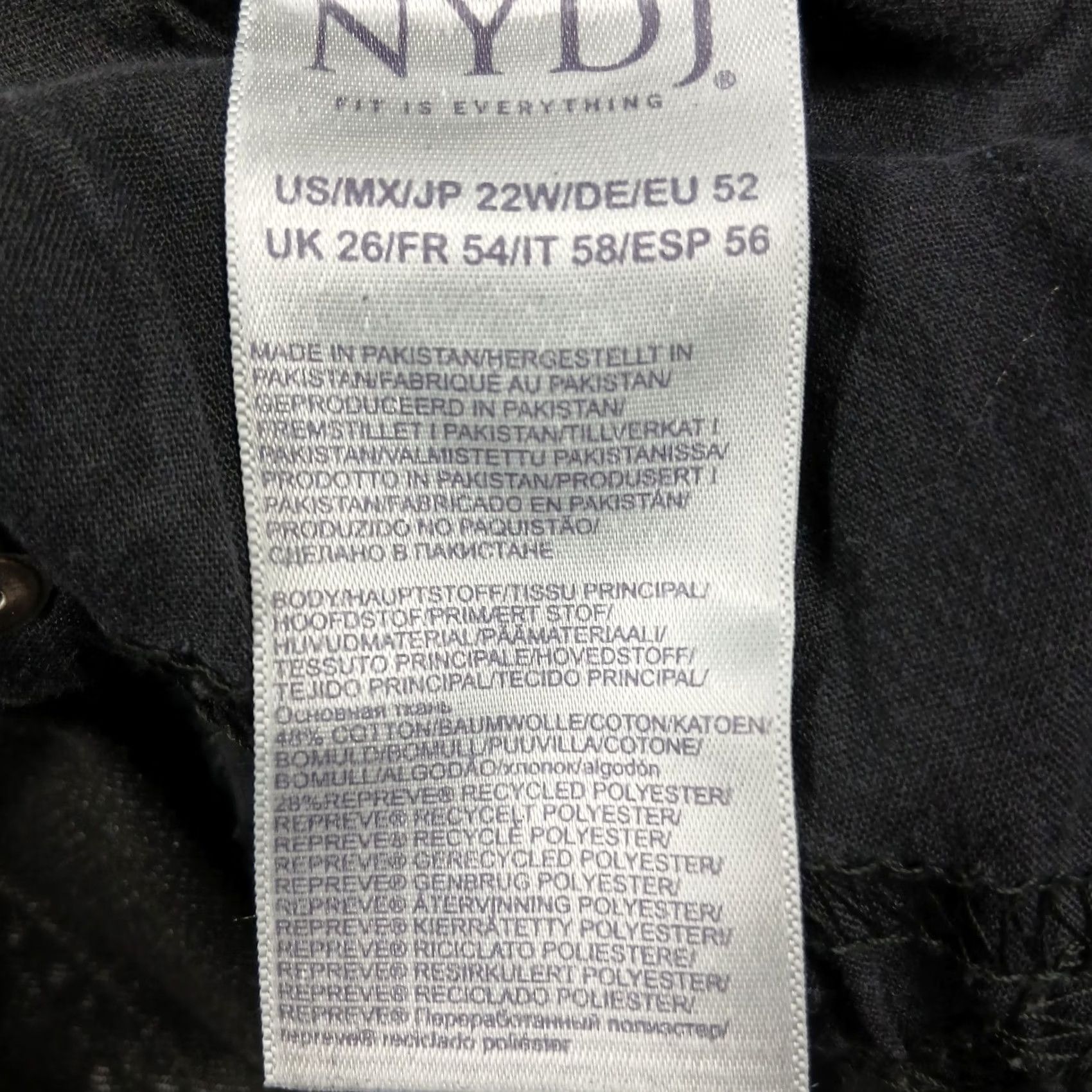 NYDJ VINTAGE? No. NYDJ Teresa Wide Leg Contrast Side Stripe Jeans Womens 22W Grey Raw Hem NWT Size 40" / US 18 - 6 Thumbnail