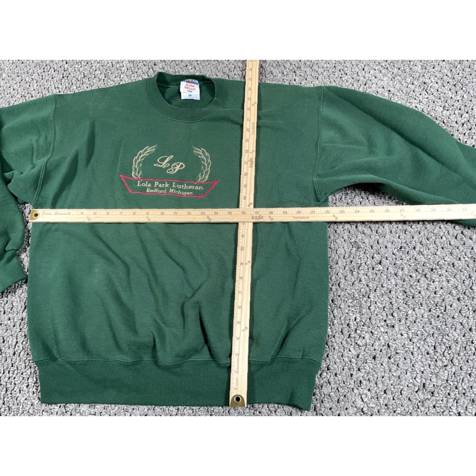 Jerzees VINTAGE Jerzees Sweatshirt Adult Large Green Embroidered Michigan Lola Park Lutheran Size US L / EU 52-54 / 3 - 5 Thumbnail