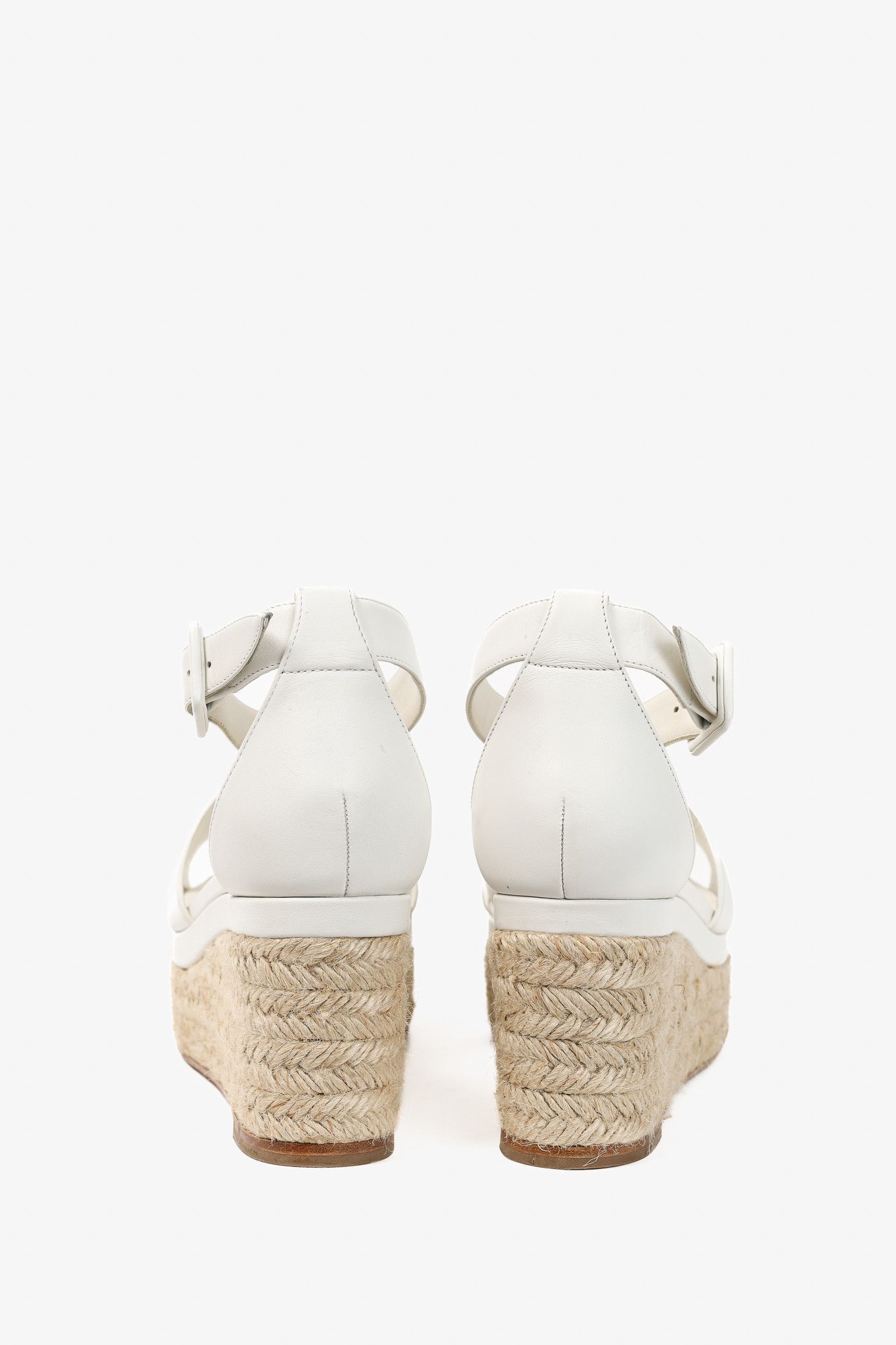 Hermes Hermes Elda White Goatskin Espadrille Wedge "H" Sandals Size US 7.5 / IT 37.5 - 3 Thumbnail