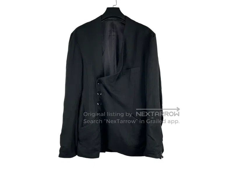 Yohji Yamamoto Yohji Yamamoto Bias cut collarless blazer jacket Size US XL / EU 56 / 4 - 1 Thumbnail