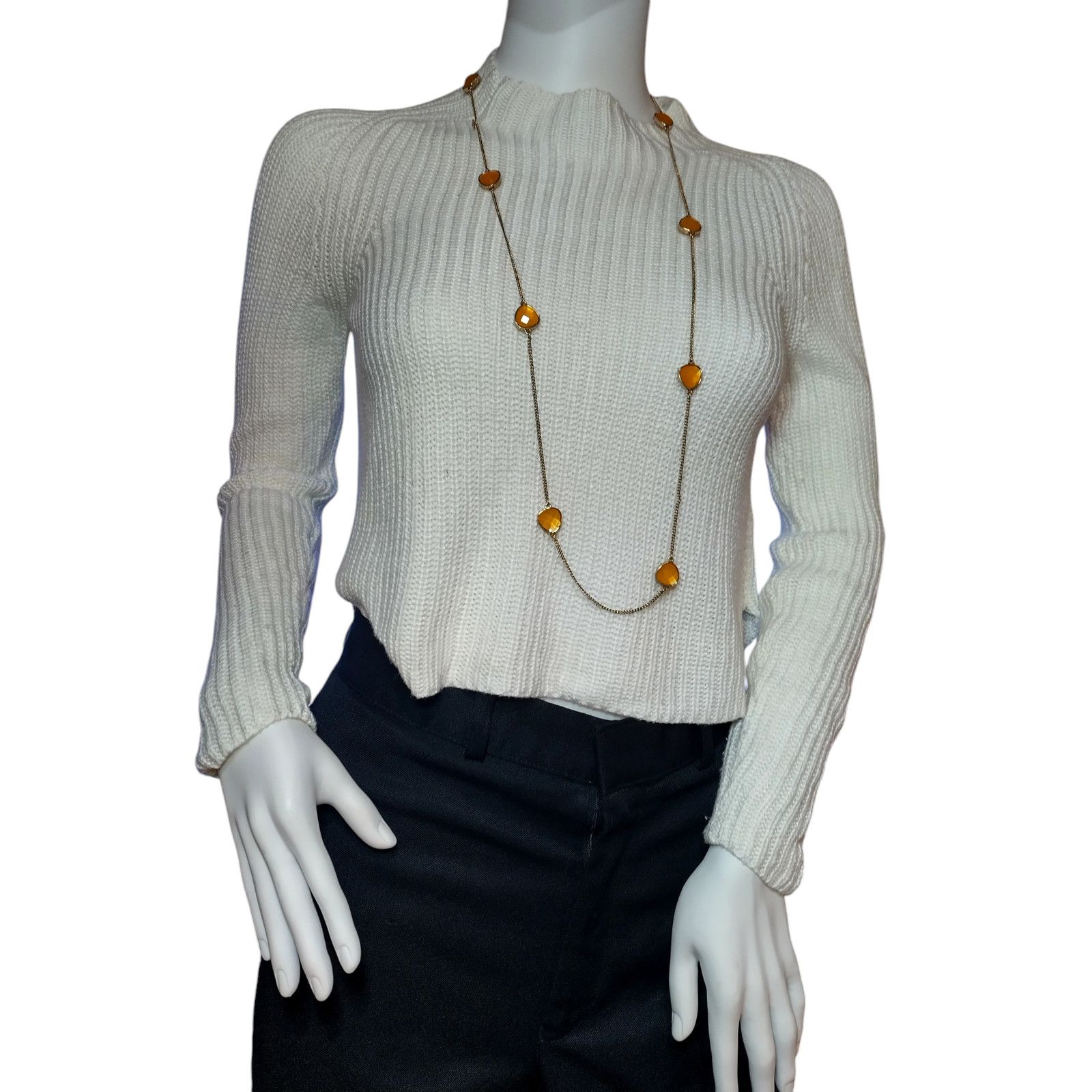 American Apparel American Apparel Sweater Long Sleeves Rib Knit White Small Size S / US 4 / IT 40 - 2 Thumbnail