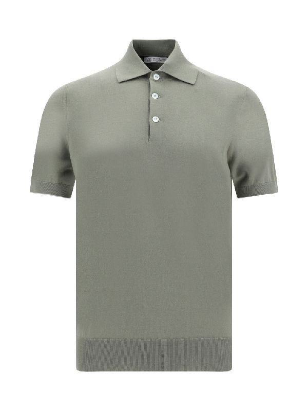 image of Brunello Cucinelli O1W1Db10424 Polo T-Shirt In Khaki, Men's (Size 2XL)