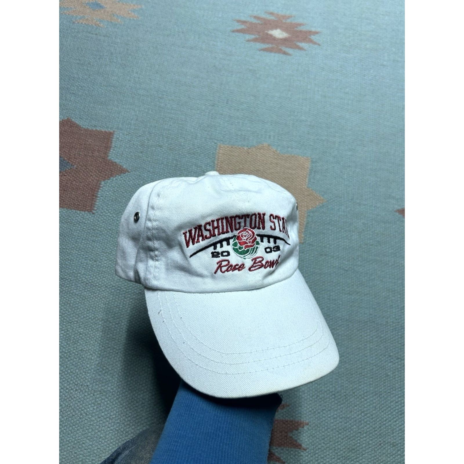 Vintage VINTAGE Washington State Cougars Rose Bowl 2003 White Pink Adjustable Strapback Hat Cap Baseball Cap Mens Size ONE SIZE - 2 Thumbnail
