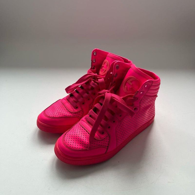 Gucci Gucci High-Top Sneakers in Bright Pink Size US 5.5 / EU 38 - 1 Thumbnail