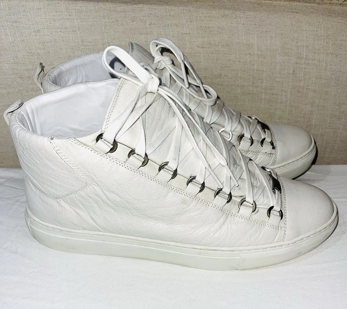 Balenciaga Balenciaga Arena White 10 Leather High Tops Lace Up Size US 10 / EU 43 - 1 Thumbnail