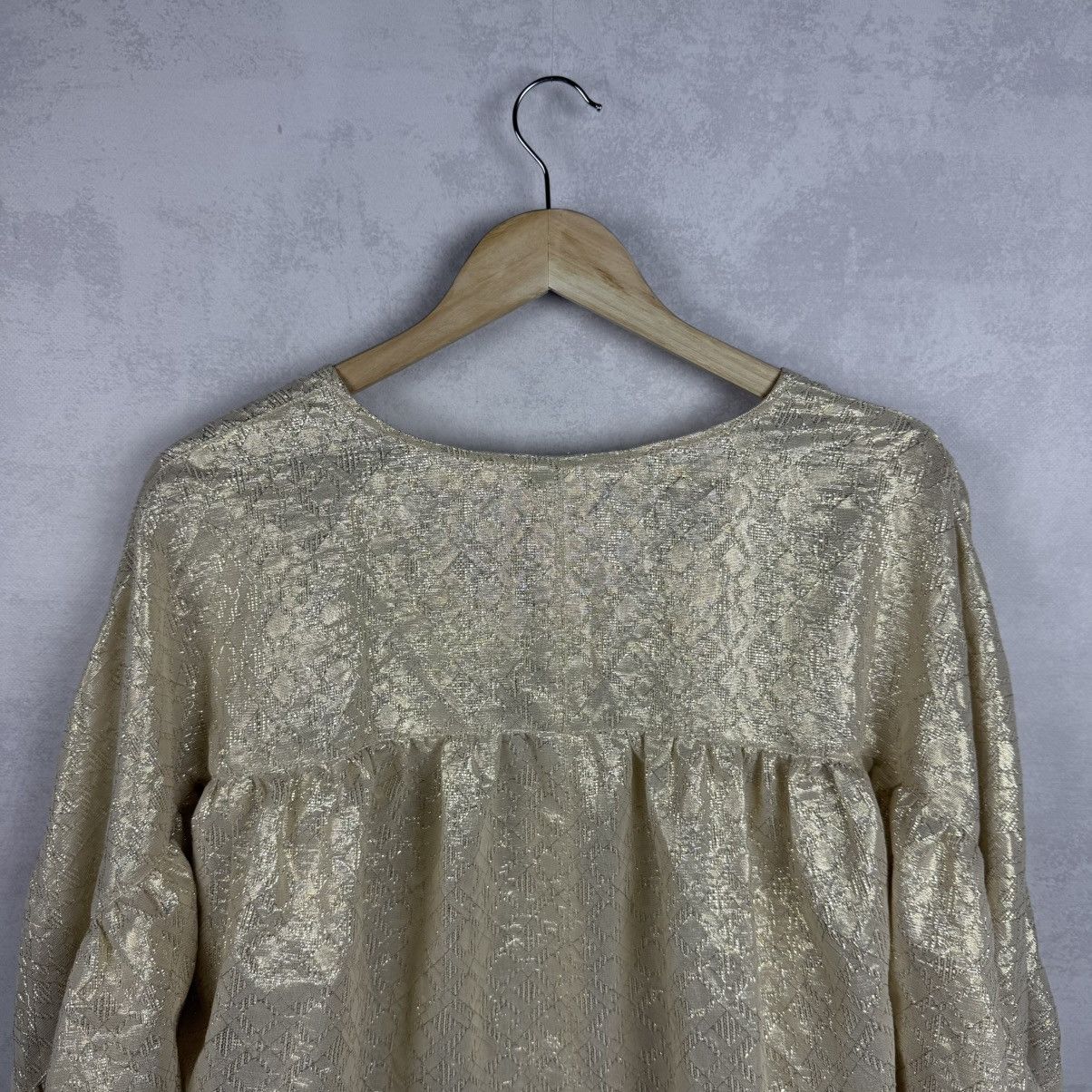 Sezane NWT Sezane Cristina Cotton Gold Metallic Ruched Blouse Size M / US 6-8 / IT 42-44 - 17 Thumbnail