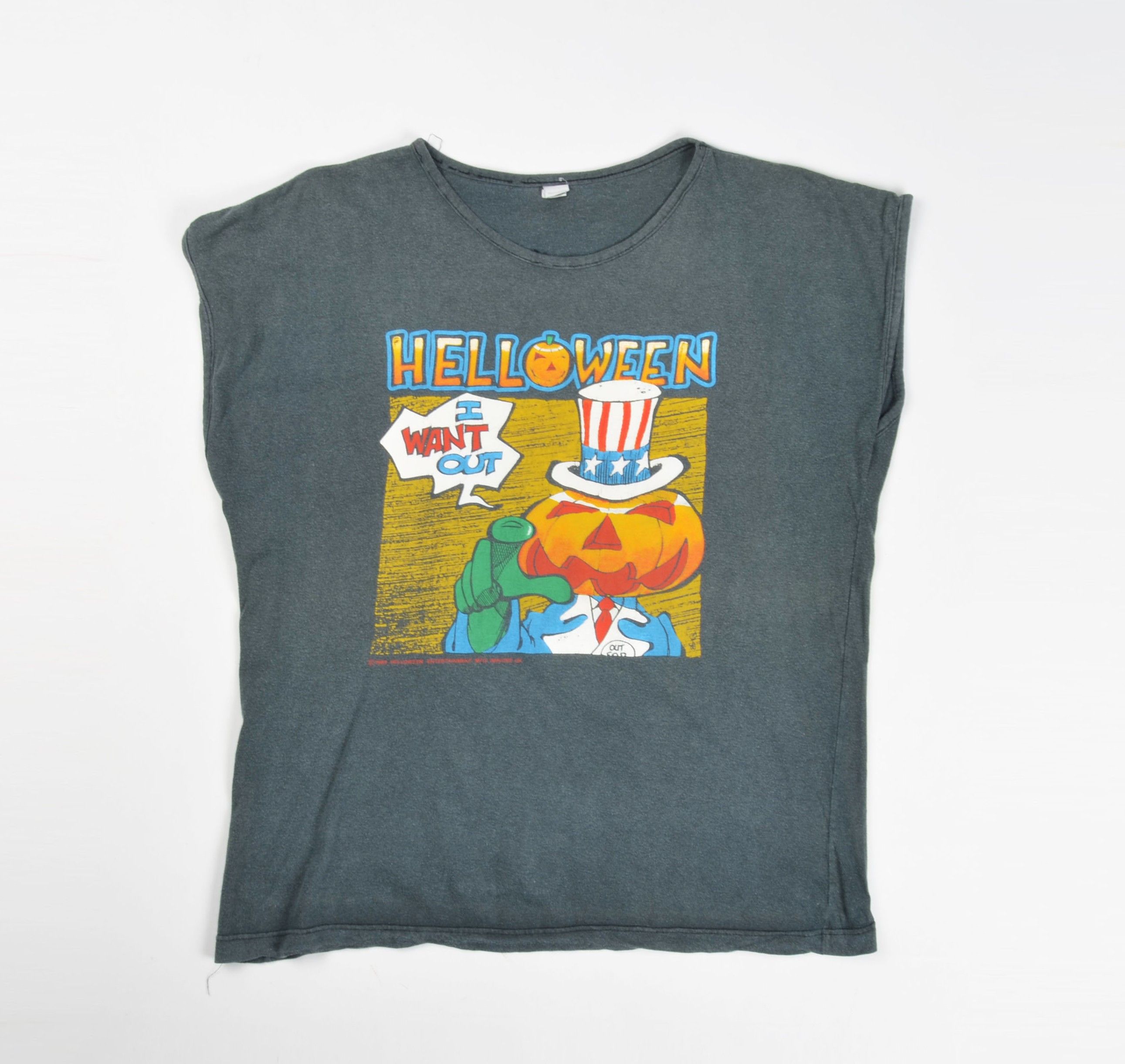 Band Tees Vintage HELLOWEEN 80's 1989 Tour Faded Sleeveless Tee Size US M / EU 48-50 / 2 - 1 Thumbnail