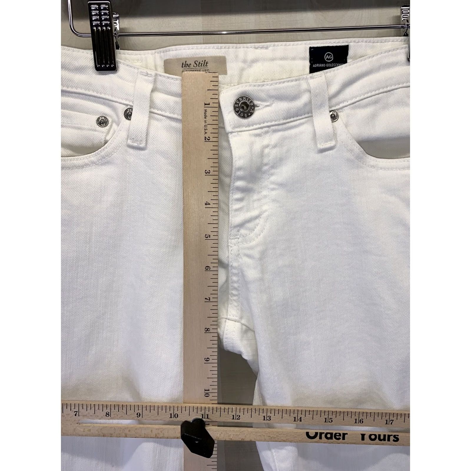 Denime AG Adriano Goldschmied The Stilt Cigarette Leg Jeans Womens 28 White Stretch Denim Regular Size 28" / US 6 / IT 42 - 3 Thumbnail