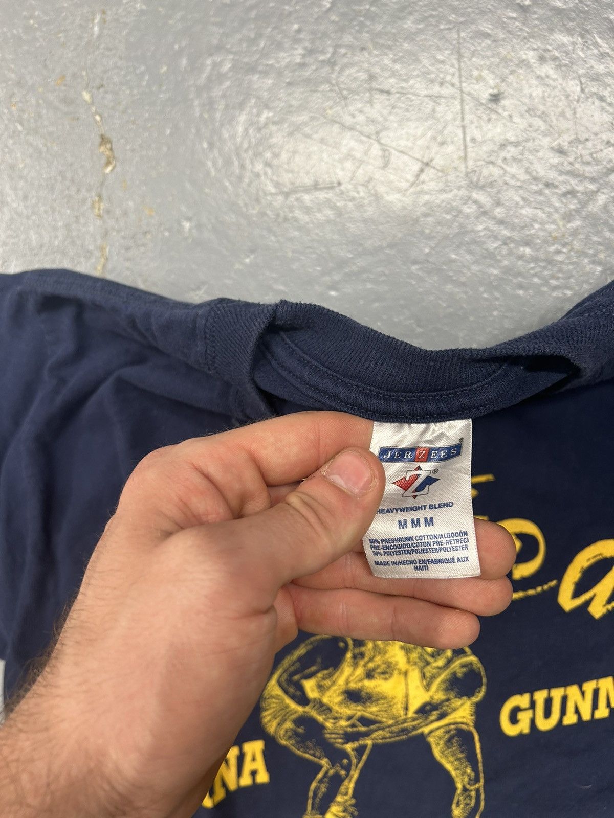 Japanese Brand × Vintage Crazy Vintage 90s Essential Navy Japanese Wrestling T-Shirt Size US M / EU 48-50 / 2 - 3 Thumbnail