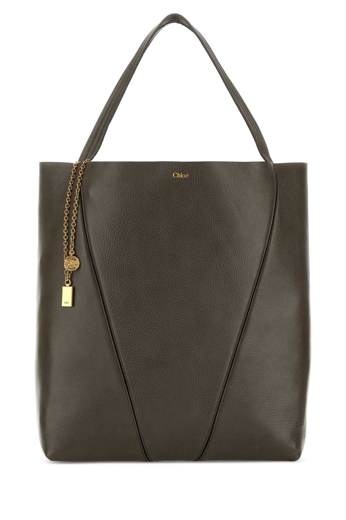 Chloe Dark Grey Leather Large Spin Shopping Bag Size ONE SIZE - 1 Thumbnail