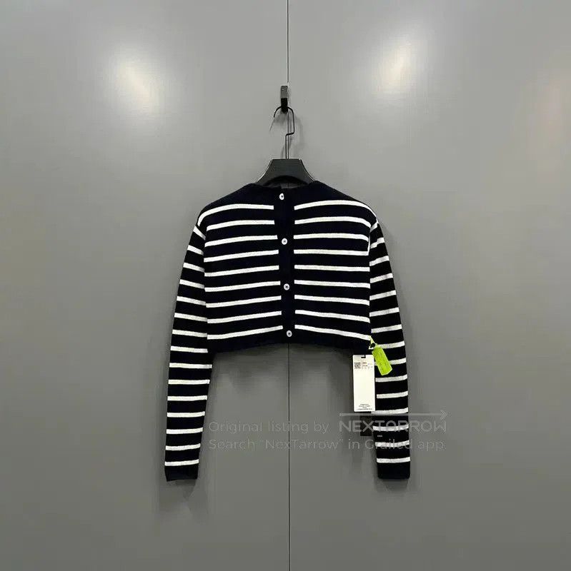 Miu Miu Miu Miu Striped Crop Long Sleeve Top . Size XXS / US 00 / IT 34 - 3 Thumbnail