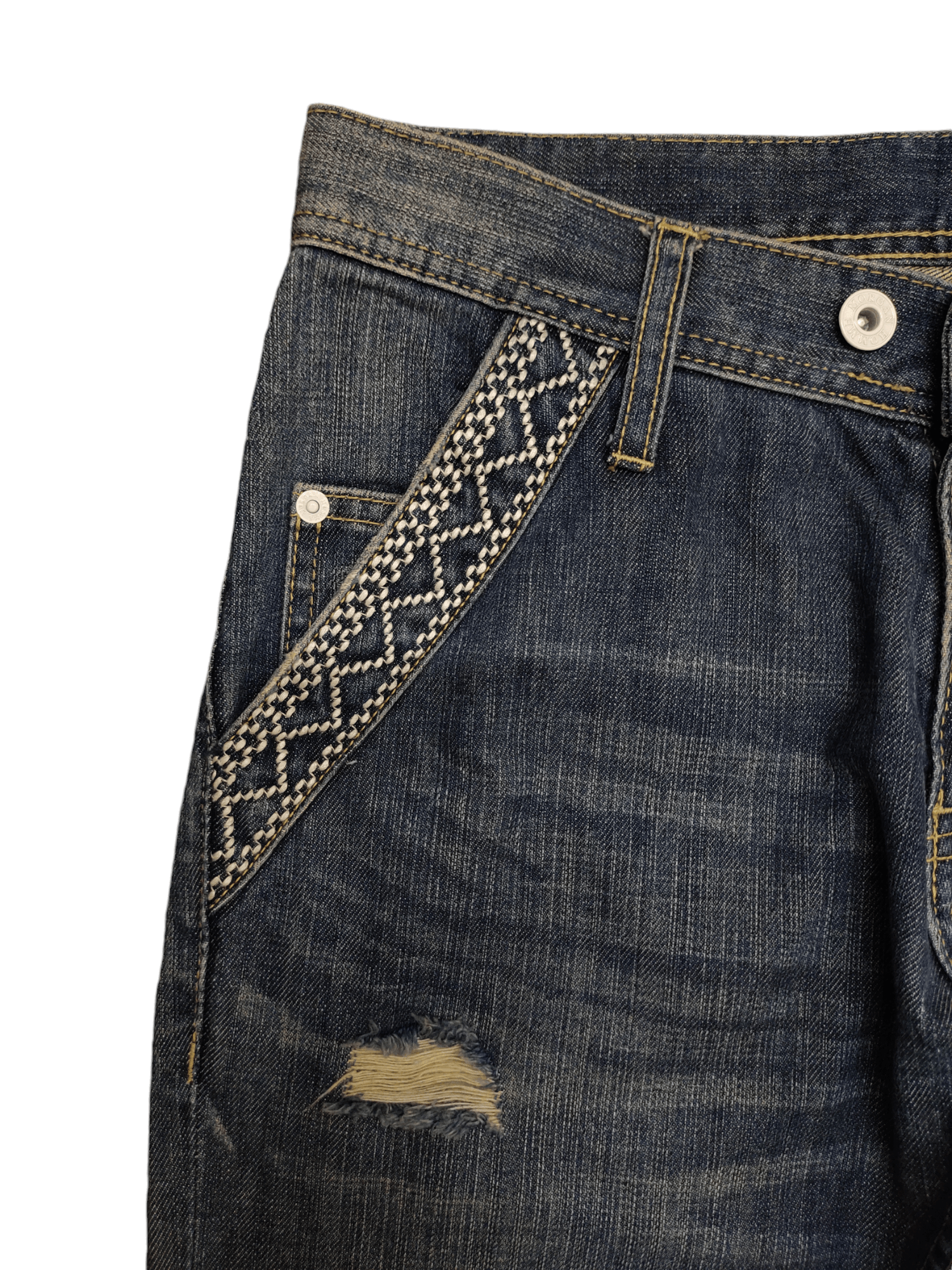 Morgan Homme Vintage Morgan Homme Japan sashiko Embroider Distress Jeans Size US 30 / EU 46 - 4 Thumbnail