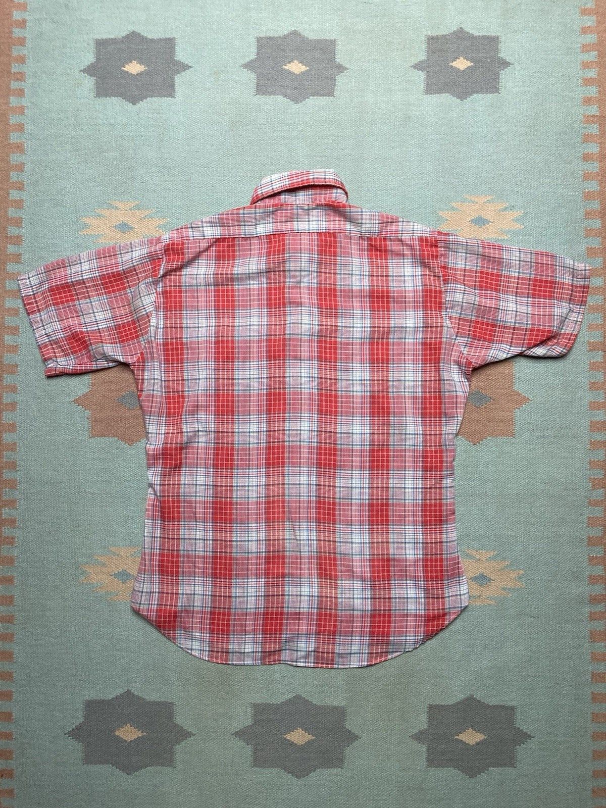 Vintage Vintage 80s button shirt plaid lightweight poly cotton large Size US L / EU 52-54 / 3 - 4 Thumbnail