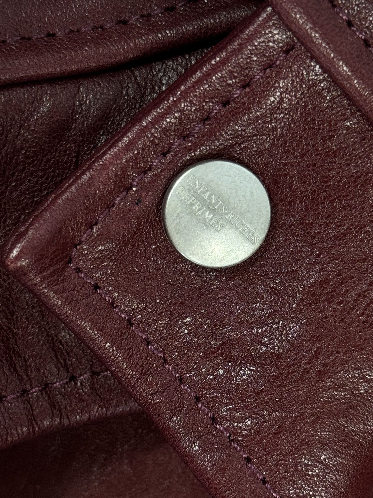 Enfants Riches Deprimes STISH EMBROIDERED BURGUNDY LEATHER JACKET Size US L / EU 52-54 / 3 - 11 Thumbnail