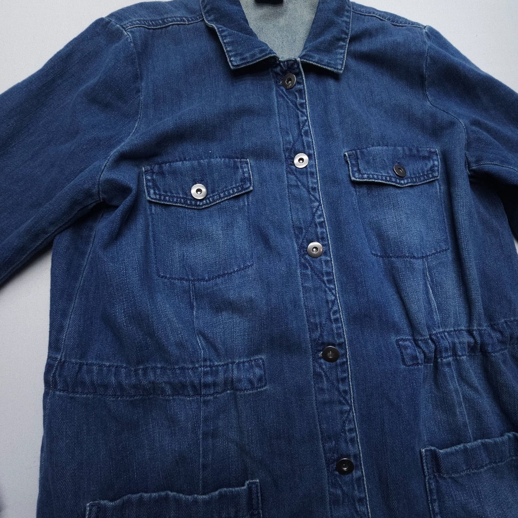 J. Jill VINTAGE J Jill Denim Chore Coat Womens M Blue Dark Wash Cotton Barn Western Cinch Size M / US 6-8 / IT 42-44 - 5 Thumbnail