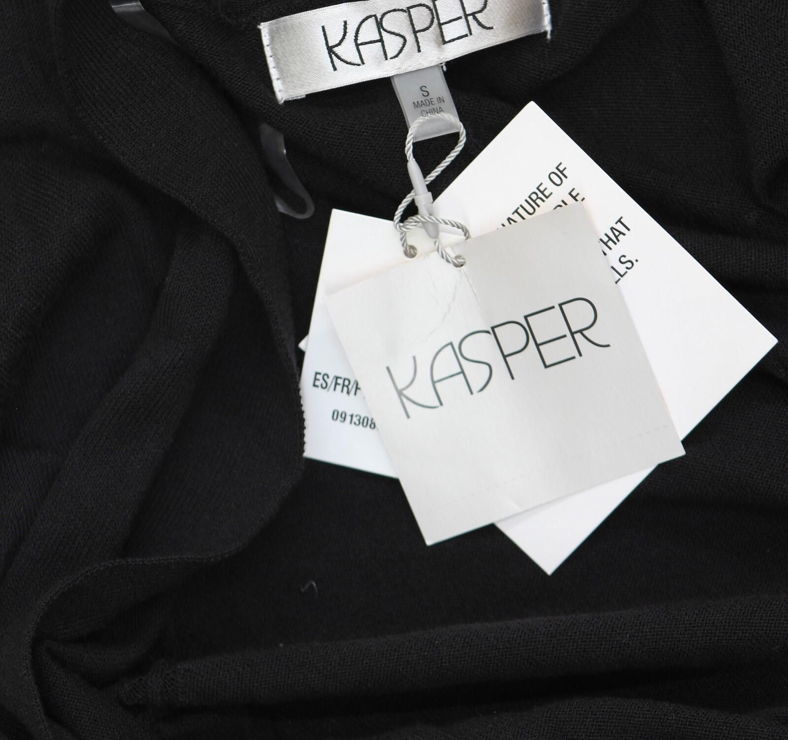 Other Kasper Knit Ribbed Asymmetric Hem Cardigan Sweater Black S Size S / US 4 / IT 40 - 4 Thumbnail
