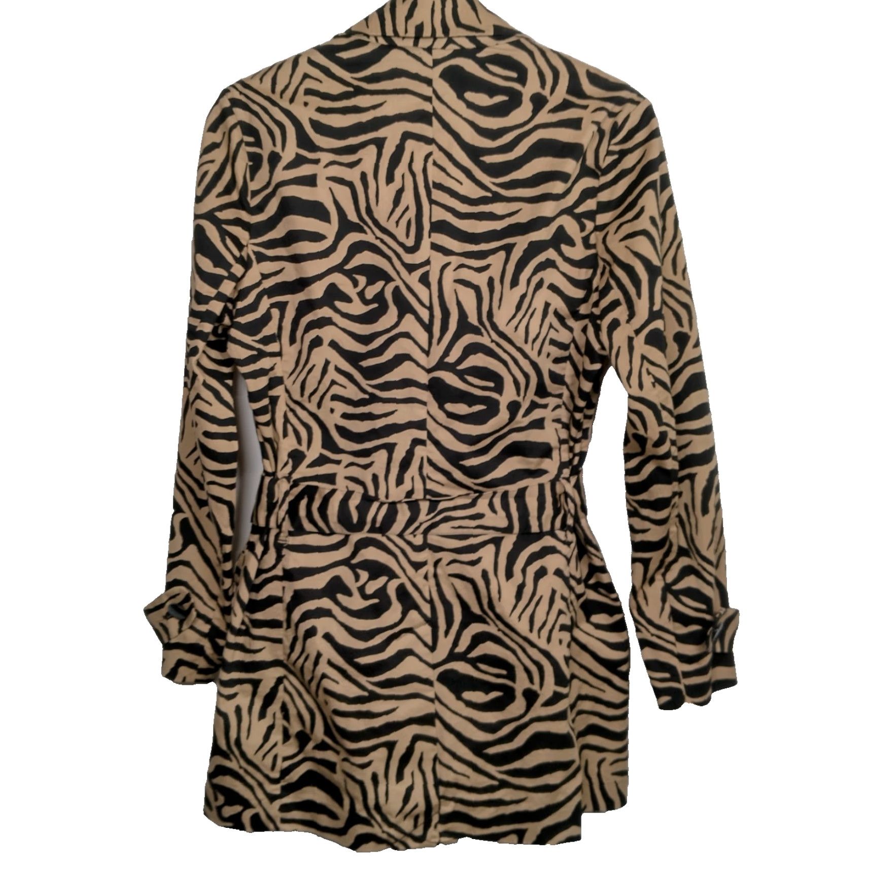 Vintage VINTAGE Dana Buchman Blazer Jacket Animal Print Brown Black Zebra Cotton Small Womens Size S / US 4 / IT 40 - 2 Thumbnail