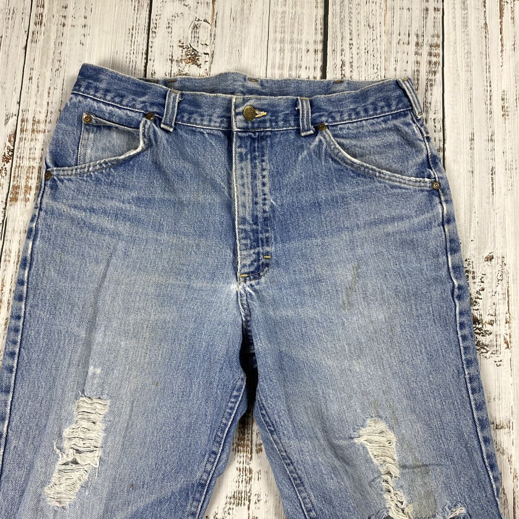 Lee VINTAGE Lee Riders Jeans Mens 33x29.5 Regular Straight Blue 100% Cotton 80s 90s USA Made Denim Size US 33 - 2 Thumbnail